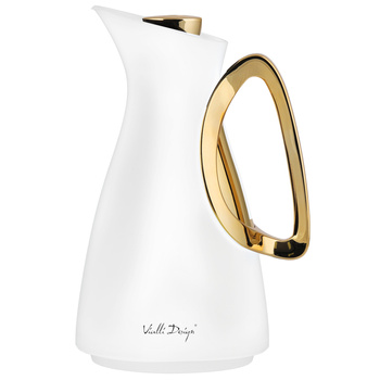 VIALLI DESIGN ALESSIA dzbanek TERMOS konferencyjny próżniowy ze szklanym wkładem kawę herbatę napoje  biały złoty 1 l