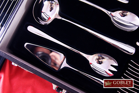 Sztućce Gerpol Venus zestaw 68 sztućców w walizce dla 12 OSÓB komplet 48 obiadowe 12 widelczyki do ciasta dodatki 18/10