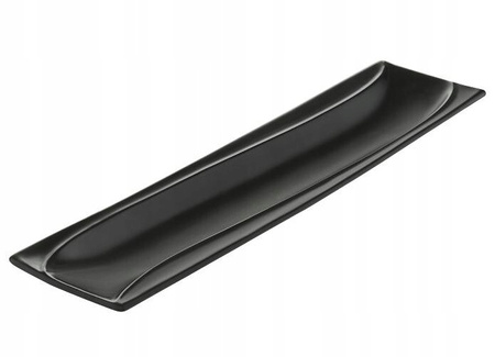 Ambition półmisek porcelanowy Salsa wąski długi talerz czarny kształt fali do serów wędlin przekąsek sushi 26 x 7 cm