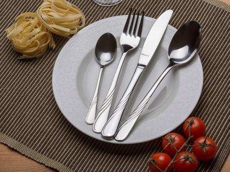 Sztućce Amefa Helma 4 zestaw na 1 OSOBĘ obiadowe klasyczne z wzorem fali nierdzewne 18/10