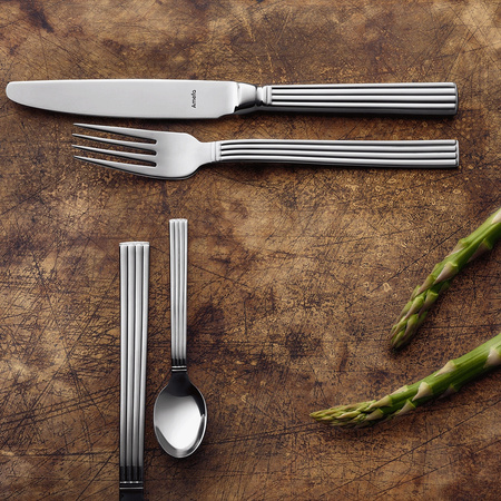 Amefa sztućce Regency 24 sztuki zestaw dla 6 osób nierdzewne grube obiadowe retro z wzorem ryflowane 18/10