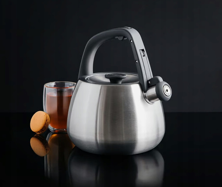 Ambition czajnik Tower tradycyjny stalowy satynowy nierdzewny z gwizdkiem zintegrowanym z rączką indukcyjny na indukcję gaz 2,3 l 