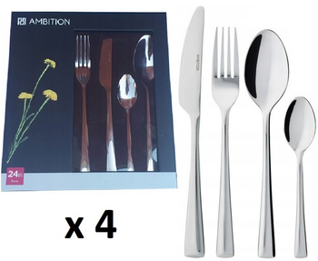 Sztućce Ambition Siena 96 sztuk nierdzewne zestawdla 24 osób komplet  obiadowe nowoczesne proste bez wzoru