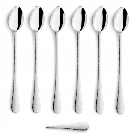 Amefa sztućce Sierra 1 długa łyżeczka do kawy latte deserów lodów ze stali nierdzewnej nowoczesna z tłoczonym wzorem stal 18/10