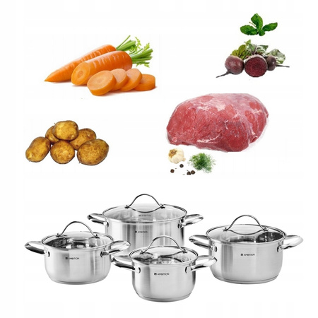 Ambition 8 garnki Remi stalowe nierdzewne tradycyjne na indukcję gaz komplet garnków ze stali nierdzewnej