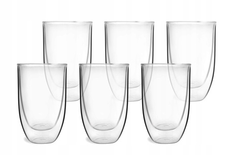 Vialli Design zestaw szklanki termiczne Amo komplet 6 z podwójnymi ściankami do herbaty kawy latte soku wody 350 ml