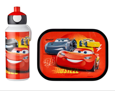 MEPAL zestaw 3 Cars Auta lunchbox śniadaniówka dla dziecka bento pojemnik na owoce fruit box, butelka  bidon z ustnikiem na napoje
