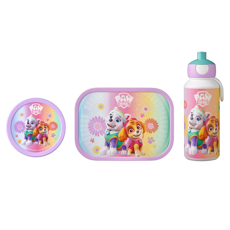 MEPAL 3 zestaw lunchbox śniadaniówka fruitbox dla dziecka dziewczynki na kanapki owoce butelka bidon na wodę soki Paw Patrol Girls Psi Patrol