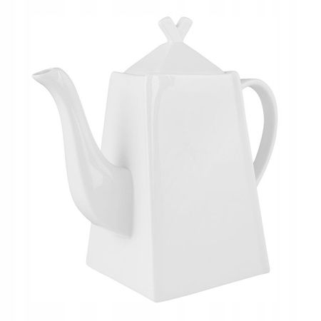 Ambition porcelana Kubiko biała serwis do kawy herbaty nowoczesny kwadratowy zestaw 17 elementów dla 6 osób