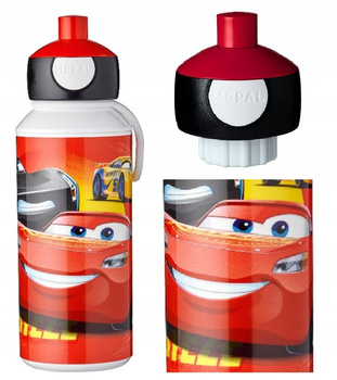 MEPAL buelka bidon dla dziecka z ustnikiemi korkiem automatycznym na wodę napoje sok Cars Auta Zygzag 400 ml bez BPA