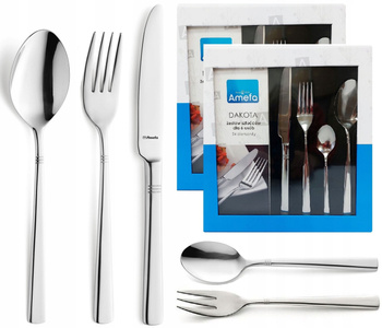 Sztućce Amefa Dakota 60 zestaw dla 12 osób sztućce obiadowe z widelczykami do ciasta + łopatka do tortu