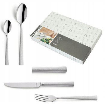 Amefa sztućce Jewel zestaw 24 elementy komplet dla 6 osób nowoczesne z wzorem kratka stal 18/10 w pudełku