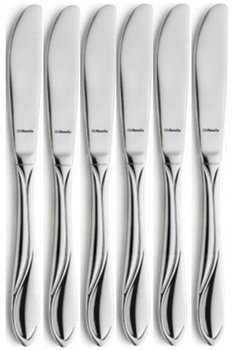 Amefa sztućce Whisper zestaw 6 noże obiadowe stołowe nierdzewne komplet dla 6 OSÓB klasyczne z wzorem fali bez niklu 18/0