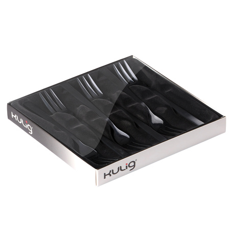 Komplet 6 widelczyków do ciasta Piano black w pudełku 29606
