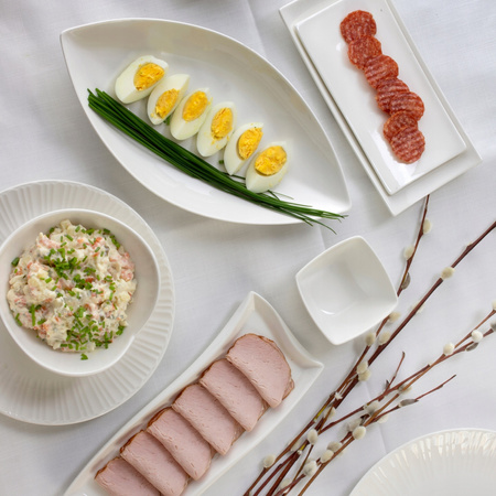 Ambition półmisek porcelanowy Salsa talerz biały kształt fali do serów wędlin przekąsek 26 x 10 cm