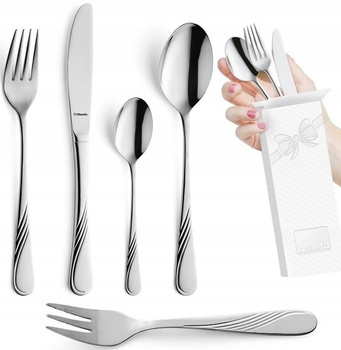 Sztućce Amefa Felicia zestaw 30 obiadowe komplet dla 6 OSÓB z widelczykami do ciasta nierdzewne z wzorem fala bez niklu 18/0