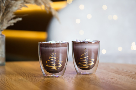 VIALLI DESIGN AMO zestaw 2 szklanki termiczne do kawy herbaty deserwów z podwójna ścianką świąteczne 220 ml 