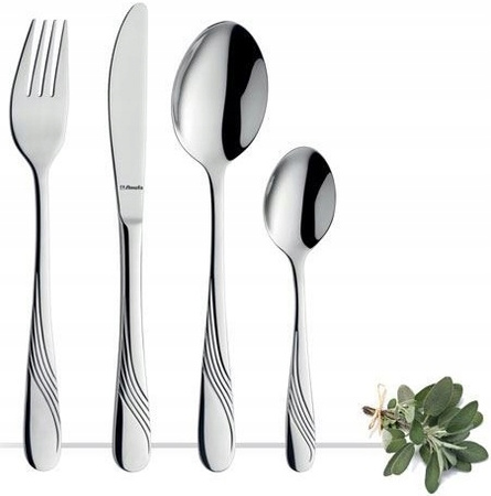 AMEFA sztućce Felicia 300 sztuk zestaw dla 60 OSÓB z widelczykami gastronomiczne do restauracji baru komplet z wzorem fali  bez niklu 