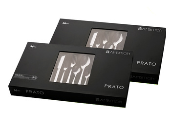 AMBITION PRATO 72 sztućce nowoczesne zestaw 48 obiadowe 12 widelczyki do ciasta 12 łyżeczki do kawy komplet dla 12 osób