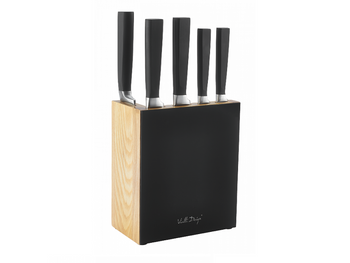 Vialli Design 5 x noże kuchenne Fino zestaw w czarnym bloku 5240