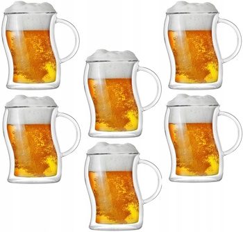 VIALLI DESIGN BOLLA 6 kufli do piwa kawy herbaty termicznych z podwójnymi ściankami 500 ml