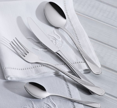 Gerpol sztućce Violino widelec do przystawek przekąsek zakąsek wędlin przystawkowy 19,4 cm z wzorem fali