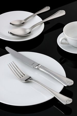 AAMEFA DUKE 4 sztućce nierdzewne na 1 OSOBĘ retro z wzorem eleganckie komplet do restauracji domu 18/10
