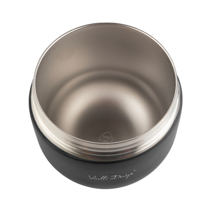 VIALLI DESIGN FUORI termos obiadowy z pojemnikiem i łyżką  na zupę jedzenie mięso czarny 680 ml 