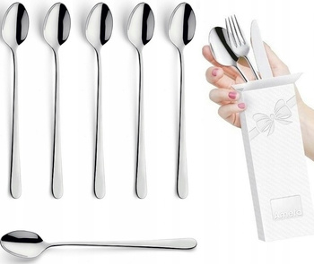 Amefa sztućce Austin zestaw 6 długie łyżeczki do latte, lodów, deserów nierdzewne komplet dla 6 osób bez niklu stal 18/0