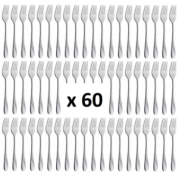 Sztućce AMEFA Felicia 60 widelec obiadowy stołowy komplet dla 60 OSÓB gastronomiczne do restauracji pizzerii z wzorem fali bez niklu