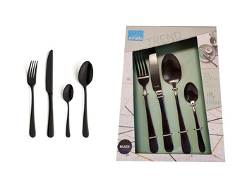 Amefa sztućce Austin Trend Black zestaw 48 obiadowe CZARNE komplet dla 12 OSÓB nowoczesne nierdzewne bez wzoru bez niklu 18/0