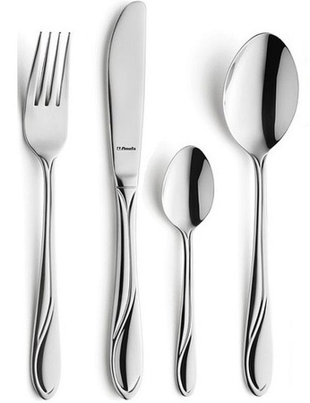 Sztućce Amefa Whisper 6 zestaw łyżeczki do herbaty deserów ciasta komplet na 6 osób z wzorem fali bez niklu 18/0