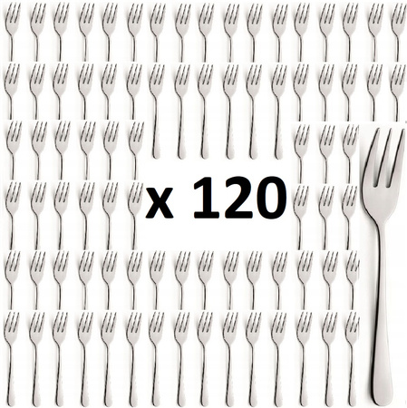 AMEFA sztućce Austin zestaw 120 widelczyki do ciasta tortu deserów komplet dla 120 OSÓB bez wzoru gastronomiczne do restauracji kawiarni stal 18/0 