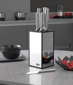 Amefa Richardson Sheffield 5 noże Visahe w bloku lustrzanym ze stali martenzytycznej ostre zestaw na stojaku