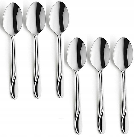 Sztućce Amefa Whisper 6 zestaw łyżeczki do herbaty deserów ciasta komplet na 6 osób z wzorem fali bez niklu 18/0