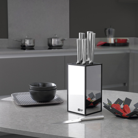 Amefa Richardson Sheffield 5 noże Visahe w bloku lustrzanym ze stali martenzytycznej ostre zestaw na stojaku