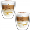 VIALLI DESIGN AMO zestaw 2 szklanki termiczne do kawy herbaty deserwów z podwójna ścianką świąteczne 220 ml 