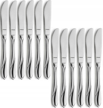 Amefa sztućce Whisper zestaw 12 noże stołowe obiadowe komplet dla 12 OSÓB nierdzewne klasyczne z wzorem fali bez niklu 18/0