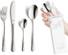 Sztućce Amefa Helma zestaw 24 elementy dla 6 osób nierdzewne klasyczne z wzorem fali do obiadu kolacji śniadania 18/10