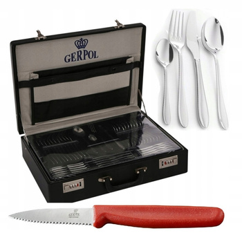 GERPOL 68 SZTUĆCE BELLA KLASYKA KOMPLET OBIADOWE DESEROWE W WALIZCE 12 OSÓB