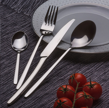 Ambition sztućce Sevilla zestaw 24 elementy obiadowe komplet dla 6 osób nowoczesne nierdzewne gładkie bez wzoru do zmywarki