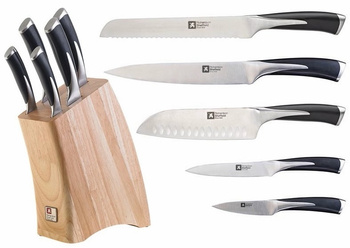 Amefa Richardson Sheffield noże w bloku drewnianym 5 sztuk KYU ze stali nierdzewnej kute japoński styl K368KA4
