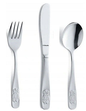 Amefa sztućce dziecięce 3 zestaw 0026 Bear Misie Bear komplet dla dziecka nóż widelec łyżka bez niklu 18/0