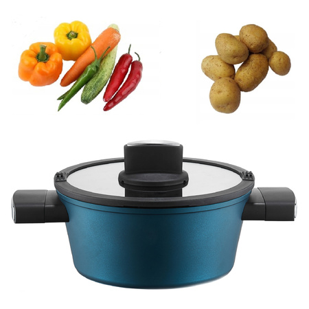 Ambition garnek Azzurro 24 cm z powłoką nieprzywierającą na indukcję gaz z pokrywką 4 l