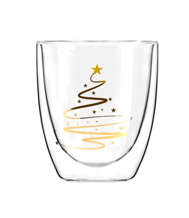 VIALLI DESIGN AMO zestaw 2 szklanki termiczne do kawy herbaty deserwów z podwójna ścianką świąteczne 220 ml 