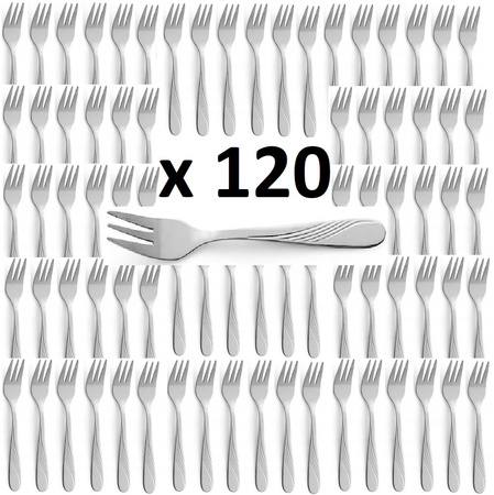 AMEFA sztućce Helma zestaw 120 widelczyki do ciasta tortu deserów dla 120 OSÓB do gastronomii restauracji kawiarni z wzorem fali stal 18/10