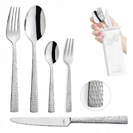 Amefa sztućce Felicity lśniące srebrne zestaw 60 sztuk komplet dla 12 osób z widelczykami do ciasta nowoczesne nierdzewne z wzorem