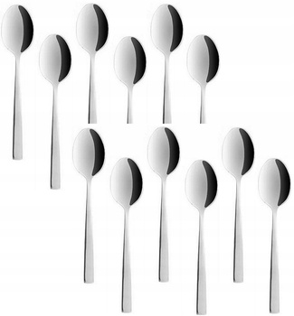 Ambition sztućce Prato 12 łyżeczki zestaw do herbaty ciasta deserów kawy nowoczesne gładkie bez wzoru