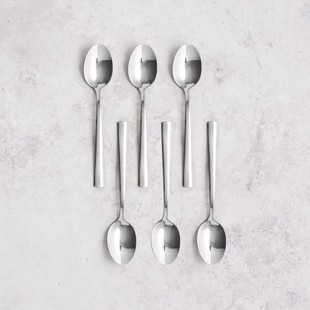 Ambition sztućce Prato zestaw 12 łyżeczki do herbaty ze stali nierdzewnej komplet dla 12 osób proste nowoczesne gładkie bez wzoru 