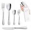Amefa sztućce Sierra 30 elementów zestaw dla 6 osób z widelczykami do ciasta nierdzewne nowoczesne z tłoczonym wzorem do zmywarki